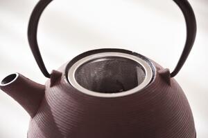 Litinová čajová konvice s filtrem 1000ml, rubínová v sadě se 4 šálky - WD Lifestyle