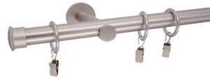 Kovovégarnýže.cz Garnýž Duo modern 19 mm matný nikl Varianta jednořadá nebo dvouřadá: Jednořadá, Délka: 120 cm, Uchycení látky: Kroužky s žabkou