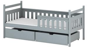 Postel pro děti se zábranou ENNY - 90x200, šedá