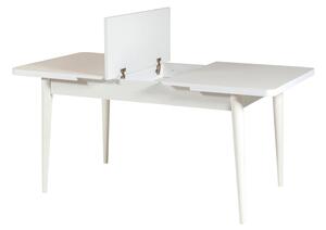 Rozkládací jídelní stůl se 2 židlemi a lavicí Vlasta (bílá + šedá). 1072199