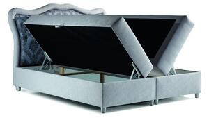 Boxspringová postel 160x200 GURI - modrošedá + topper ZDARMA