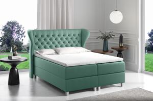 Boxspringová postel s prošívaným čelem 120x200 JUTTA - zelená + topper ZDARMA