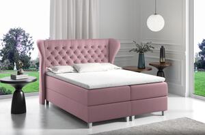Boxspringová postel s prošívaným čelem 140x200 JUTTA - fialová + topper ZDARMA