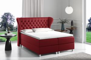 Boxspringová postel s prošívaným čelem 120x200 JUTTA - červená + topper ZDARMA