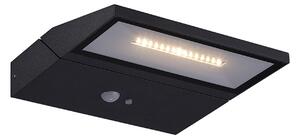Zambelis E303 venkovní nástěnné LED solární svítidlo se senzorem grafit, 2W, 3000K, 18cm
