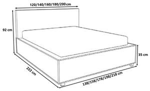 Čalouněná postel s prošívaným čelem 200x200 ALISHA - šedá