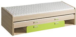 LR16 Patrová postel nízká LORENTO jasan coimbra + zelená limetka