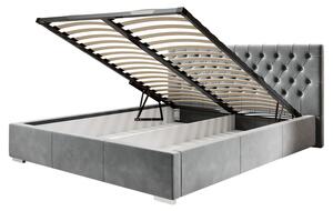 Čalouněná postel Katalonia 140 x 200 cm se sametem - světle šedá