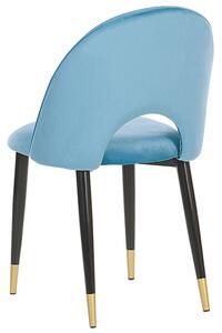Sada 2 jídelních židlí sametové modré MAGALIA