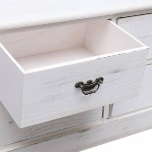Úložná lavice se 6 zásuvkami bílá s patinou Dekorhome - POSLEDNÍ KUS