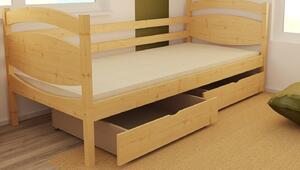 Dětská postel z masivu s vysokým čelem, zábranou a roštem DP 033