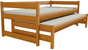 Dřevěná dětská postel s výsuvnou přistýlkou DPV003