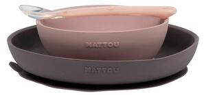 NATTOU Set jídelní silikonový 3 ks fialovo-růžový bez BPA
