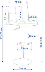 ViaDomo Via Domo - Barová židle Cuando - šedá/stříbrná - 40x107x35 cm
