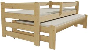 Dřevěná dětská postel s výsuvnou přistýlkou a zábranou DPV001