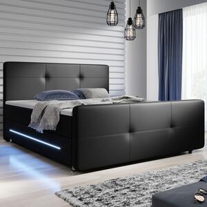 Pružinová postel Oakland 140 x 200 cm umělá kůže s matracemi v černé barvě