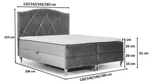 Kontinentální postel 120x200 BENITA - šedá + topper ZDARMA