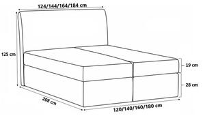 Kontinentální postel LUCIA - 160x200, černá eko kůže + topper ZDARMA