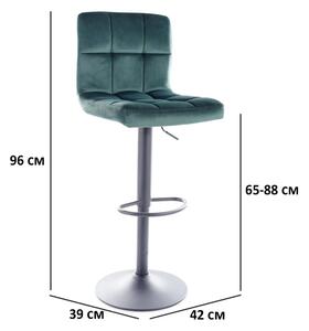 Barová židle C105 VELVET černý rám / zelená BLUVEL 78