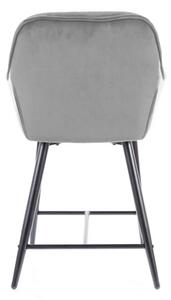 Barová židle CHERRY H-2 VELVET černý rám/šedá BLUVEL 14