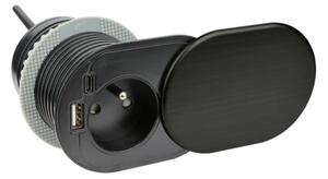 IN-LIGHT Vestavná zásuvka SLIDE 1x 230V a 1x USB A+C nabíječka černá