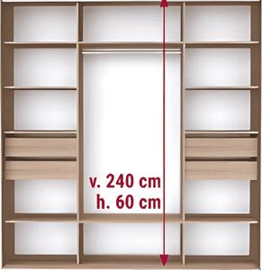 Dvoudveřová šatní skříň ONYX Modřín latte, Šířka: 210 cm, Výška: 220 cm