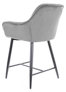Barová židle CHERRY H-2 VELVET černý rám/šedá BLUVEL 14