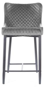 Barová židle COLIN B H-2 VELVET černý rám/šedá BLUVEL14