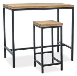 Barový stolek METRO přírodní dýha dub/černý 110x60x100