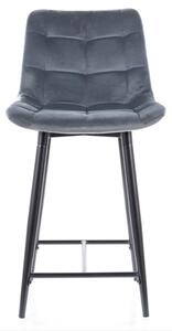 Polovičná barová židle CHIC H-2 VELVET černý rám / šedá BLUVEL 14