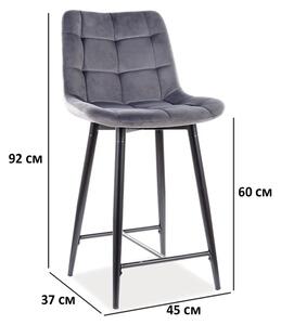 Polovičná barová židle CHIC H-2 VELVET černý rám / šedá BLUVEL 14