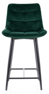 Polovičná barová židle CHIC H-2 VELVET černý rám / zelená BLUVEL 78