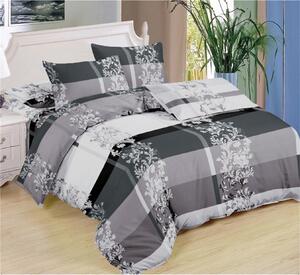 Bavlissimo 7-dílné povlečení ornamenty bavlna/mikrovlákno šedá bílá 140x200 na dvě postele