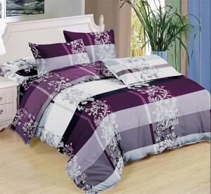 Bavlissimo 7-dílné povlečení ornamenty bavlna/mikrovlákno fialová šedá bílá 140x200 na dvě postele