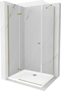 Mexen Roma sprchový kout 80 x 90 cm, 6mm sklo, zlatý profil-čiré sklo + slim sprchová vanička 5cm, 854-080-090-50-00-4010