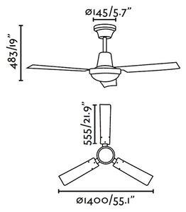 Stropní ventilátor Faro INDUS 33002 chrom
