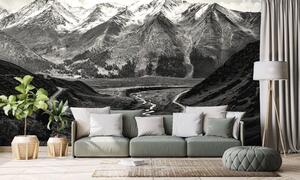 Fototapeta horská panorama v černobílém