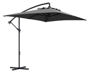Outsunny 294x193 cm Eccentrický zahradní slunečník s křížovým základem a klikou, voděodolný UV ochranný slunečník pro terasu a patio, tmavě šedý | Aos