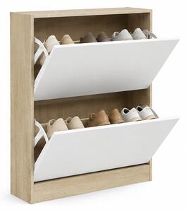 Botník, 2 dveřový, dřevo, 87x80x21 cm, dub sonoma/bílá, Dekorino BB20260077