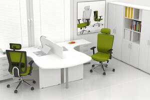 NABYTEK-DESIGNOVY.CZ - Rohová kancelář pro 2 pracovníky KOMFORT – kompletní sestava, 56-bílá – ZE 2.12P 56