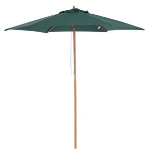 Zahradní slunečník Outsunny Ø250x230 cm s 6 odnímatelnými stožáry, anti-UV, voděodolný a dřevěný rám pro pláž a terasu, zelený | Aosom