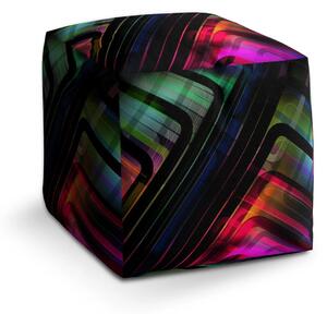 Sablio Taburet Cube Černé pruhy - 40x40x40 cm