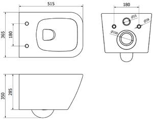 MEXEN - Madox WC mísa Rimless prkénko se zpomalovacím mechanismem Slim, duroplast, černá matná - 30154070