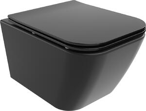MEXEN - Madox WC mísa Rimless prkénko se zpomalovacím mechanismem Slim, duroplast, černá mat - 30154070