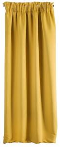 Žlutý zatemňovací závěs s řasící páskou na kolíčky Délka: 270 cm