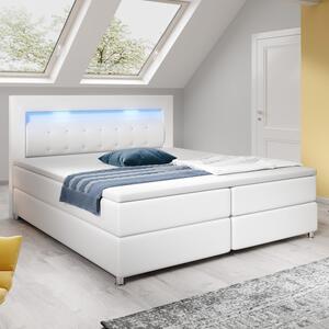Pružinová postel Montana 120 x 200 cm - bílá s toperem