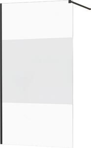 MEXEN - KIOTO Sprchová zástěna WALK-IN 110x200 cm 8 mm, černá, Transparent/matné sklo 800-110-101-70-35