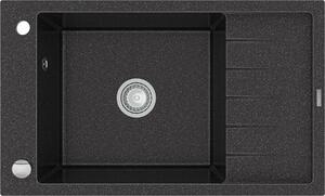 MEXEN - Elias granitový dřez 1 mísa dřez s odkapávací krátký Board 795x480 mm, černá mottled 6511791005-76
