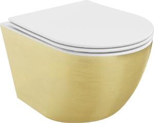 MEXEN - Lena WC mísa Rimless prkénko se zpomalovacím mechanismem Slim, duroplast, bílá/zlatá linie - 30224007