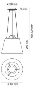 Artemide 0782010A + 0780030A Tolomeo Mega sospensione 42, designové závěsné svítidlo, 1x105W E27, stínítka z pergamenu průměr 42cm